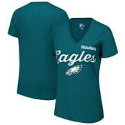 G-III APPAREL Women's G-III 4Her by Carl Banks Midnight Green Philadelphia Eagles Post Season V-Neck T-Shirt