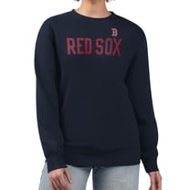 Women's G-III 4Her by Carl Banks Navy Boston Red Sox Dot Print Team Logo Fleece Pullover Sweatshirt