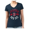 thumbnail image 1 of Women's G-III 4Her by Carl Banks  Navy Boston Red Sox Super-Slim Fit Lightweight Collage Team Graphic V-Neck T-Shirt, 1 of 2