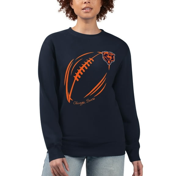 Women's G-III 4Her by Carl Banks Navy Chicago Bears Football Logo Graphic Fleece Tri-Blend Pullover Sweatshirt