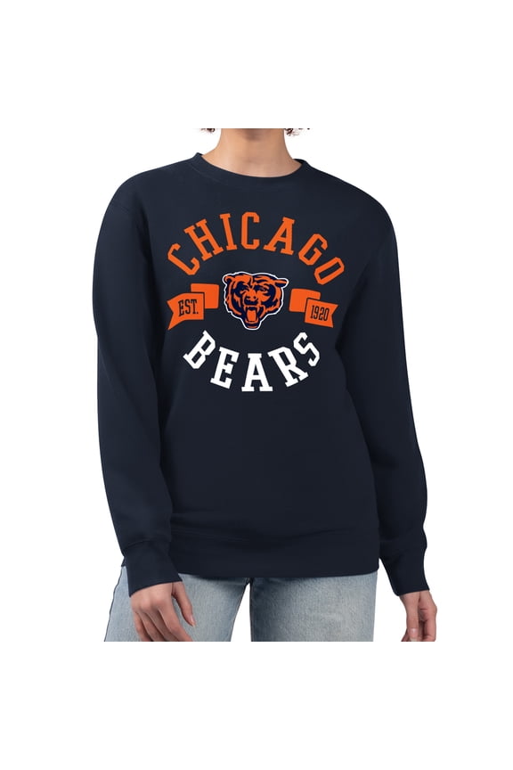 Women's G-III 4Her by Carl Banks Navy Chicago Bears Large Team Graphic Fleece Pullover Sweatshirt