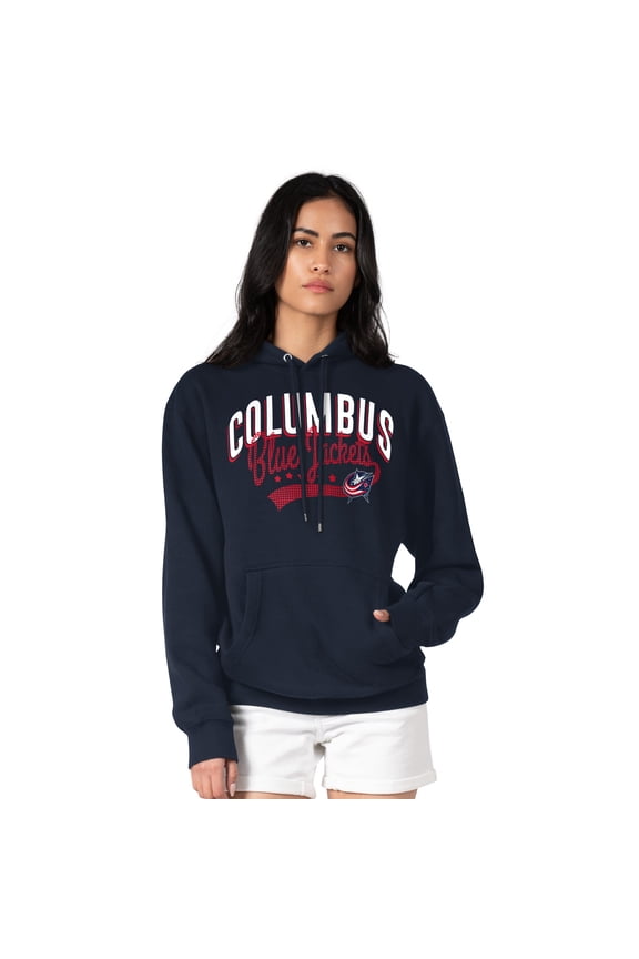 Women's G-III 4Her by Carl Banks Navy Columbus Blue Jackets Filigree Logo Pullover Hoodie