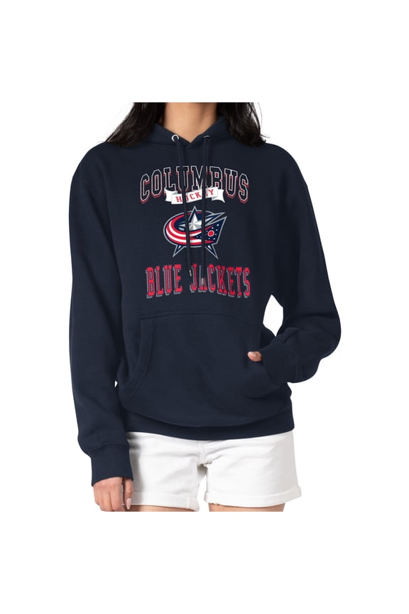 Women's G-III 4Her by Carl Banks Navy Columbus Blue Jackets Team Logo Tri-Blend Fleece Pullover Hoodie