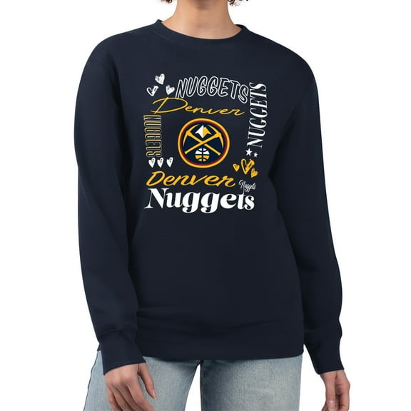 Women's G-III 4Her by Carl Banks Navy Denver Nuggets Collage Team Name Fleece Pullover Sweatshirt