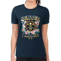 Women's G-III 4Her by Carl Banks Navy Denver Nuggets Super-Slim Fit Lightweight Flowers Team Logo Graphic T-Shirt