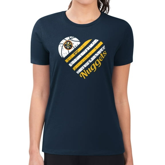 Women's G-III 4Her by Carl Banks Navy Denver Nuggets Super-Slim Fit Lightweight Heart Team T-Shirt