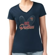 Women's G-III 4Her by Carl Banks Navy Florida Panthers Animal Print Heart Fitted V-Neck T-Shirt