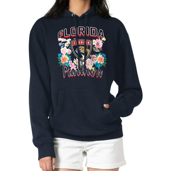 Women's G-III 4Her by Carl Banks Navy Florida Panthers Flower Logo Pullover Hoodie