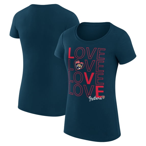 Women's G-III 4Her by Carl Banks Navy Florida Panthers Super-Slim Fit Lightweight Hockey Love T-Shirt