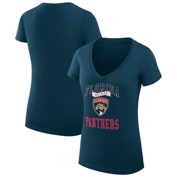 Women's G-III 4Her by Carl Banks Navy Florida Panthers Super-Slim Fit Lightweight Team Logo Graphic V-Neck T-Shirt
