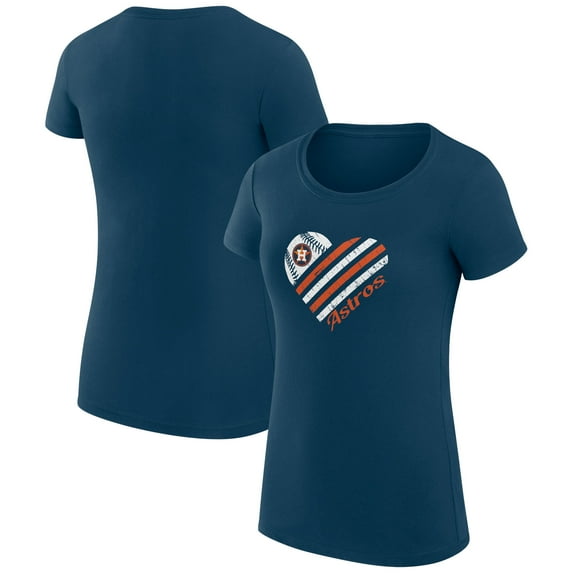 Women's G-III 4Her by Carl Banks Navy Houston Astros Super-Slim Fit Lightweight Heart Graphic T-Shirt
