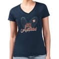 thumbnail image 1 of Women's G-III 4Her by Carl Banks Navy Houston Astros Super-Slim Fit Lightweight Leopard Heart V-Neck T-Shirt, 1 of 3