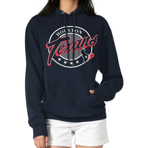 Women's G-III 4Her by Carl Banks Navy Houston Texans Pinstripe Circle Fleece Pullover Hoodie