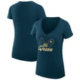 thumbnail image 1 of Women's G-III 4Her by Carl Banks Navy Indiana Pacers Super-Slim Fit Lightweight Leopard Heart V-Neck T-Shirt, 1 of 3