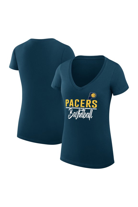Women's G-III 4Her by Carl Banks Navy Indiana Pacers Super-Slim Fit Lightweight Team Sport V-Neck T-Shirt