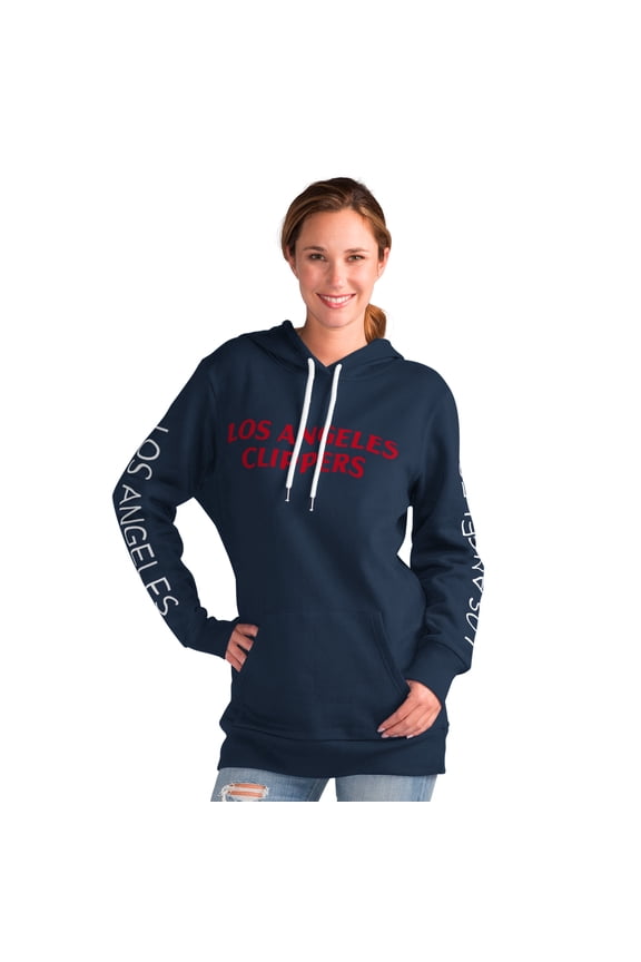 Women's G-III 4Her by Carl Banks Navy LA Clippers Base Coach Pullover Hoodie