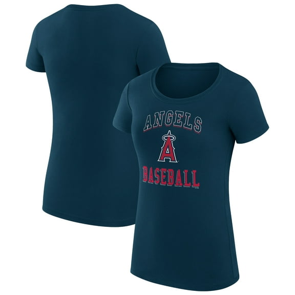 Women's G-III 4Her by Carl Banks Navy Los Angeles Angels Super-Slim Fit Lightweight Team Logo Graphic T-Shirt