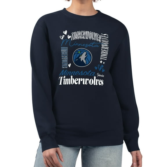 Women's G-III 4Her by Carl Banks Navy Minnesota Timberwolves Collage Team Graphic Fleece Pullover Sweatshirt
