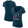 thumbnail image 1 of Women's G-III 4Her by Carl Banks Navy Minnesota Twins Collage Team Graphic V-Neck Fitted T-Shirt, 1 of 5