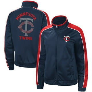 Men's Mitchell & Ness Navy/Red Minnesota Twins Big Tall Coaches Satin Full-Snap Jacket