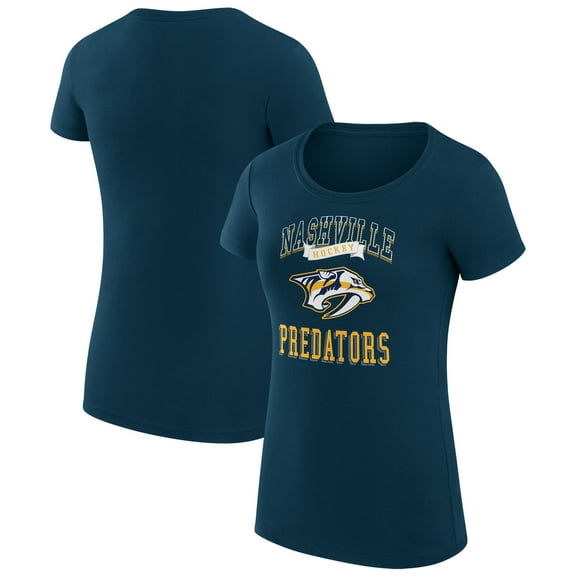 Women's G-III 4Her by Carl Banks Navy Nashville Predators Super-Slim Fit Lightweight Team Logo Graphic T-Shirt