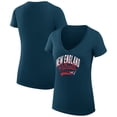 thumbnail image 1 of Women's G-III 4Her by Carl Banks Navy New England Patriots Filigree Logo Lightweight V-Neck Fitted T-Shirt, 1 of 3