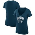 thumbnail image 1 of Women's G-III 4Her by Carl Banks  Navy New York Yankees Filigree Team V-Neck Fitted T-Shirt, 1 of 3