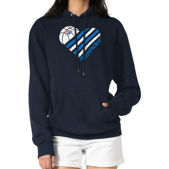 Women's G-III 4Her by Carl Banks Navy Oklahoma City Thunder Heart Pullover Hoodie