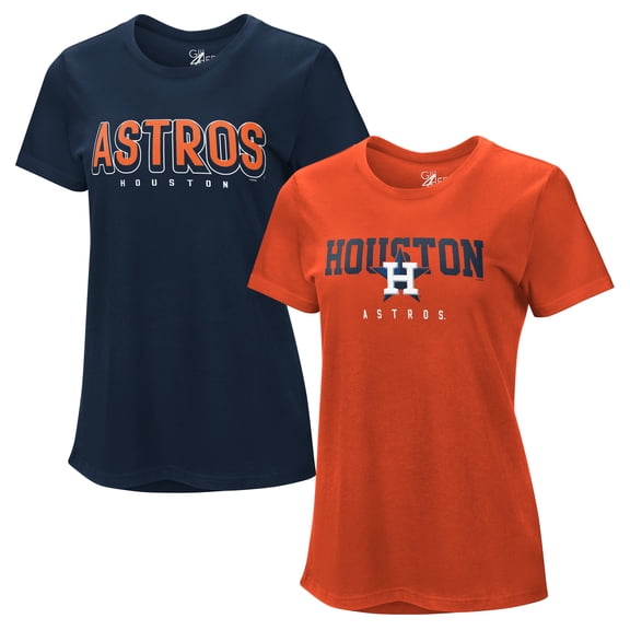Women's G-III 4Her by Carl Banks  Navy/Orange Houston Astros Two T-Shirt Combo Pack