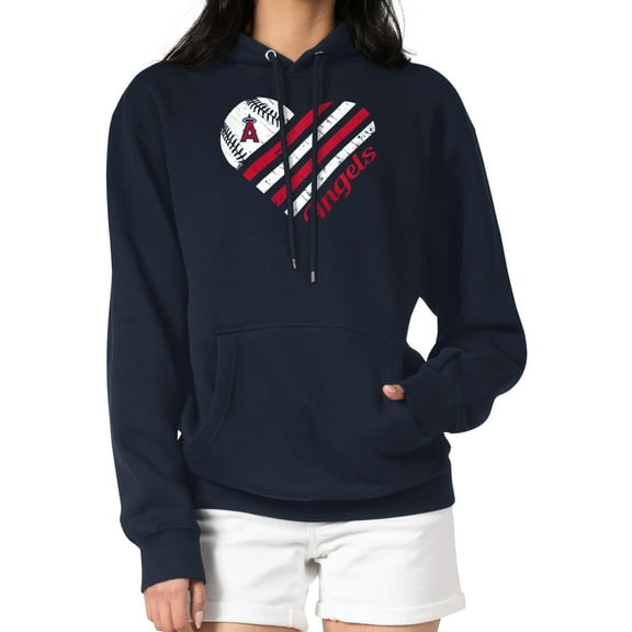 Women's G-III 4Her by Carl Banks  Navy Los Angeles Angels Heart Fleece Pullover Hoodie