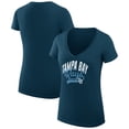 thumbnail image 1 of Women's G-III 4Her by Carl Banks  Navy Tampa Bay Rays Filigree Team V-Neck Fitted T-Shirt, 1 of 3