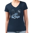 thumbnail image 1 of Women's G-III 4Her by Carl Banks Navy Tampa Bay Rays Super-Slim Fit Lightweight Leopard Heart V-Neck T-Shirt, 1 of 3