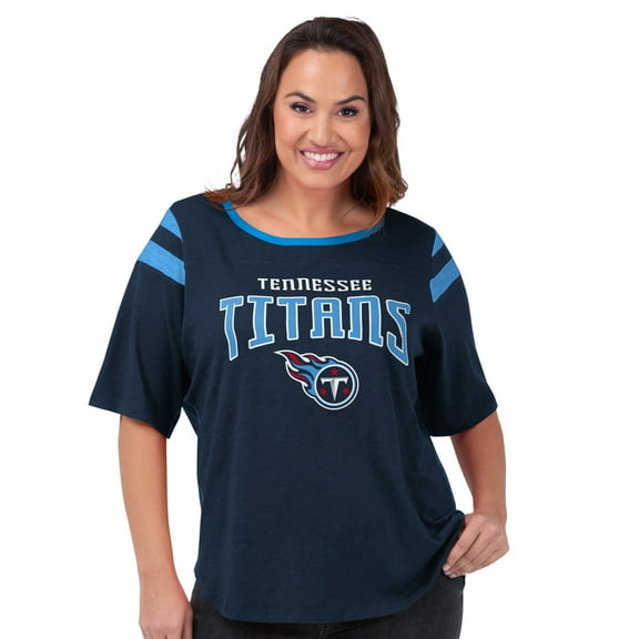 Women's G-III 4Her by Carl Banks Navy Tennessee Titans Plus Size Linebacker T-Shirt