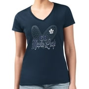 Women's G-III 4Her by Carl Banks Navy Toronto Maple Leafs Animal Print Heart Fitted V-Neck T-Shirt