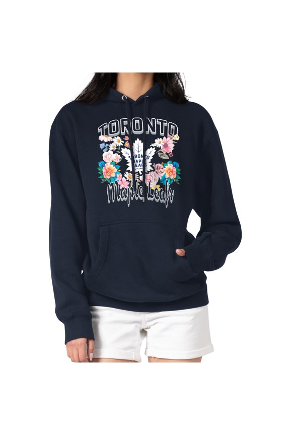 Women's G-III 4Her by Carl Banks Navy Toronto Maple Leafs Flower Logo Pullover Hoodie