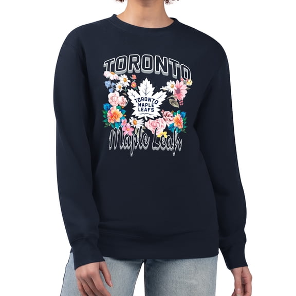 Women's G-III 4Her by Carl Banks Navy Toronto Maple Leafs Flower Logo Pullover Sweatshirt