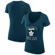 Women's G-III 4Her by Carl Banks Navy Toronto Maple Leafs Team Logo Graphic V-Neck Fitted T-Shirt