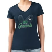 Women's G-III 4Her by Carl Banks Navy Vancouver Canucks Animal Print Heart Fitted V-Neck T-Shirt