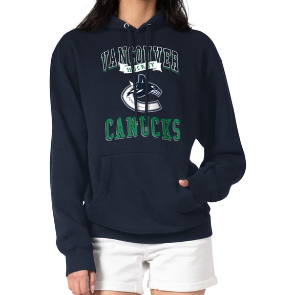 Women's G-III 4Her by Carl Banks Navy Vancouver Canucks Team Logo Tri-Blend Fleece Pullover Hoodie
