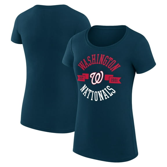 Women's G-III 4Her by Carl Banks Navy Washington Nationals Super-Slim Fit Lightweight City Graphic T-Shirt