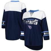 Womens G-III 4Her by Carl Banks Navy/White Tennessee Titans Double Team 3/4-Sleeve Lace-Up T-Shirt