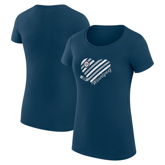 Women's G-III 4Her by Carl Banks  Navy Winnipeg Jets Super-Slim Fit Lightweight Heart T-Shirt