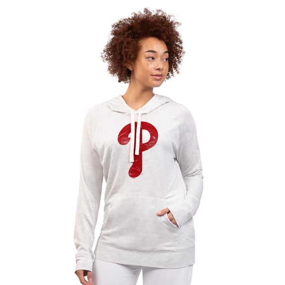 Women's G-III 4Her by Carl Banks Oatmeal Philadelphia Phillies Pregame Pullover Hoodie