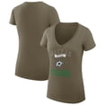 thumbnail image 1 of Women's G-III 4Her by Carl Banks Olive Dallas Stars Super-Slim Fit Lightweight Team Logo Graphic V-Neck T-Shirt, 1 of 3