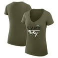 thumbnail image 1 of Women's G-III 4Her by Carl Banks Olive Dallas Stars Super-Slim Fit Lightweight Team Sport V-Neck T-Shirt, 1 of 3