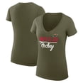 thumbnail image 1 of Women's G-III 4Her by Carl Banks Olive Minnesota Wild Super-Slim Fit Lightweight Team Sport V-Neck T-Shirt, 1 of 3