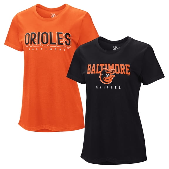 Women's G-III 4Her by Carl Banks  Orange/Black Baltimore Orioles Two T-Shirt Combo Pack