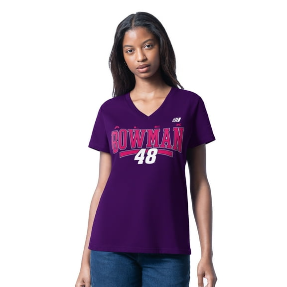 Women's G-III 4Her by Carl Banks Purple Alex Bowman Cheer Dance V-Neck T-Shirt