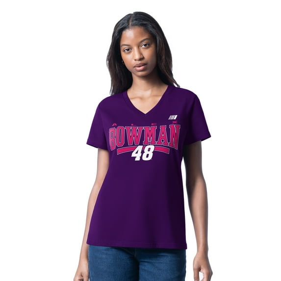 Women's G-III 4Her by Carl Banks Purple Alex Bowman Cheer Dance V-Neck T-Shirt