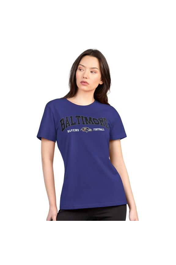 Women's G-III 4Her by Carl Banks Purple Baltimore Ravens Super-Slim Lightweight Winning Crew T-Shirt